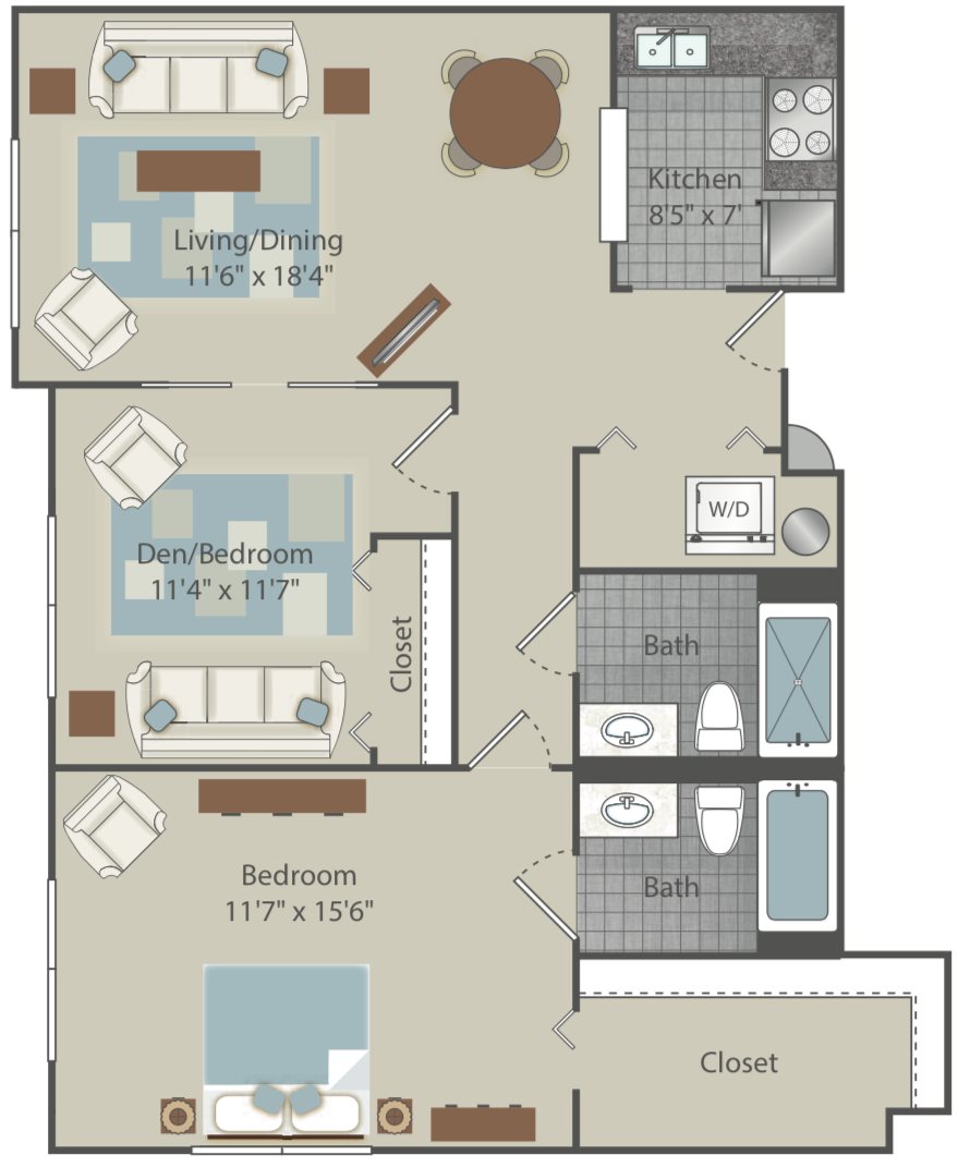 Clear Creek Commons Apartments_Golden CO_Floor Plan_Two Bedroom Two Bathroom_Tablemountain Outlook Clear Creek Commons Apartments_Golden CO_Floor Plan_Two Bedroom Two Bathroom_Tablemountain Outlook